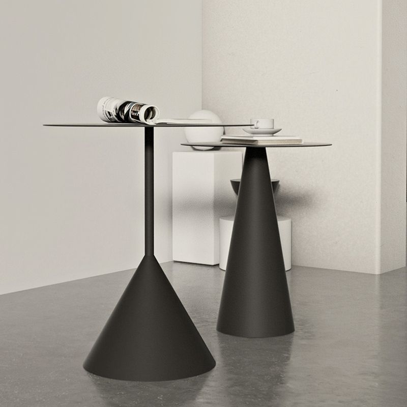 Mid-Century Modern Black/White Cocktail Table Round Coffee Table