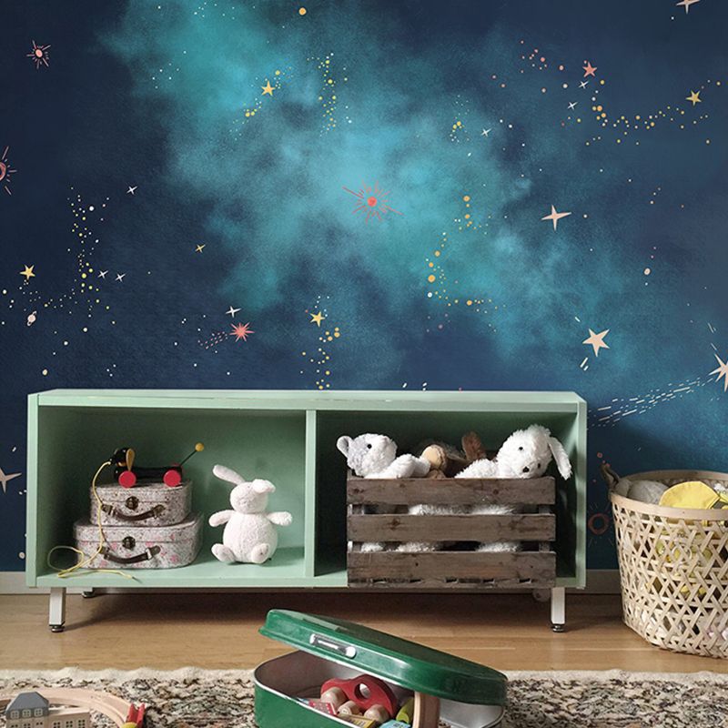 Large Dark Blue Galaxy Mural for Home Decoration, Non-Woven Material