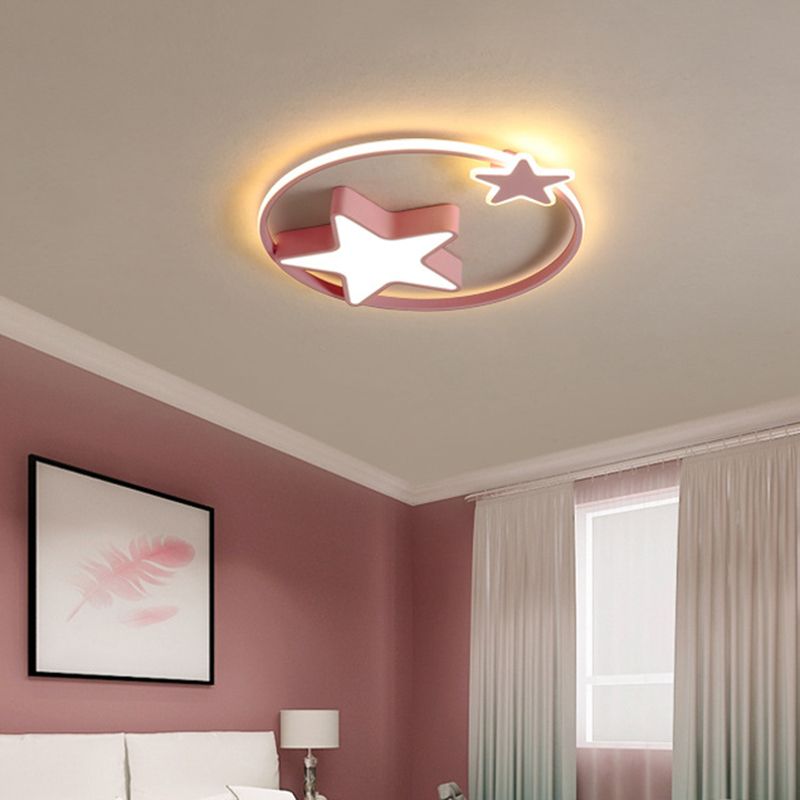 Minimalist Star Ceiling Flush Light Metal Childrens Bedroom LED Flush Mount in Fernbedienung Stepless Dimming