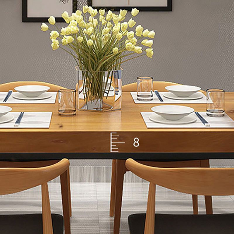 Industrial Rectangle Solid Wood Table Standard Height Dining Table with 4 Legs