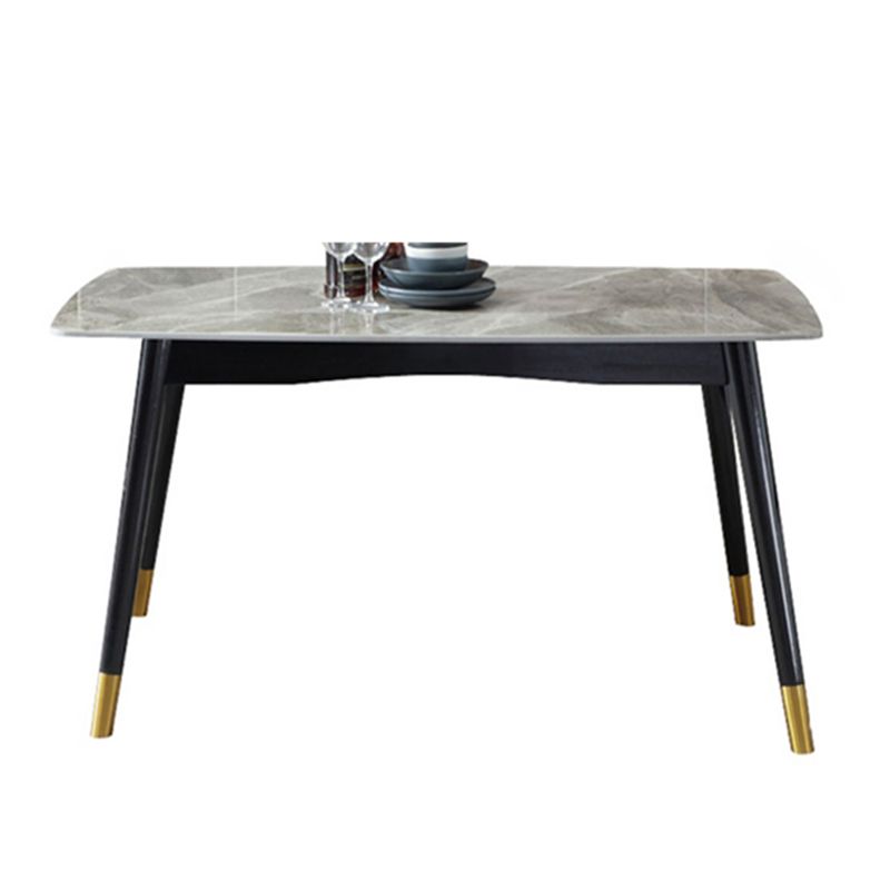 Stone Dining Table Traditional Luxury Dining Table with Solid Wood Base