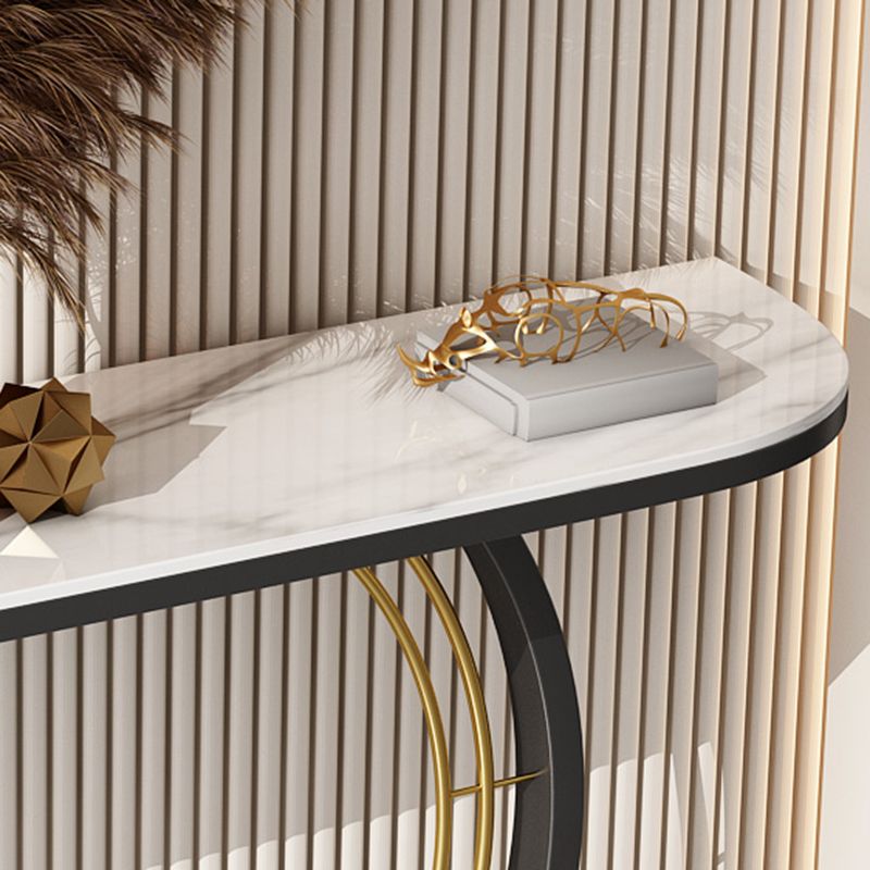 Glam Slate Console Table Half Moon Table 13.81" Stain Resistant Pedestal Sofa Table