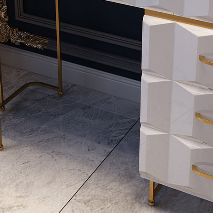 Contemporary Gold Lighted Mirror Bedroom With Drawer Wooden Make-up Vanity