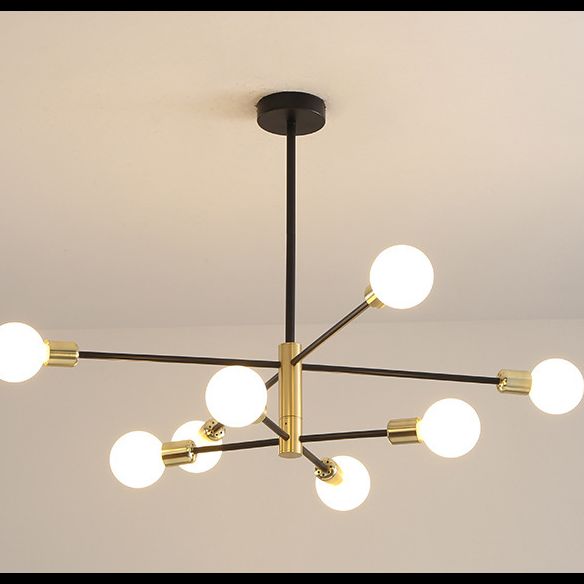 Lampaggio del lampadario molecolare nero Luce sospesa in vetro moderno per soggiorno per soggiorno