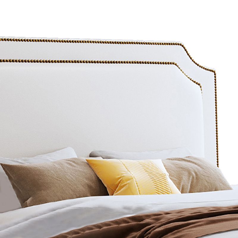 Scandinavian 42.91" Tall Wood Standard Bed, White Scooped Headboard Bed