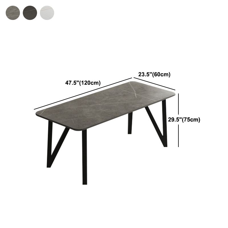 Rectangle Dining Table 4 Legs Dining Table in Black Frame for Kitchen