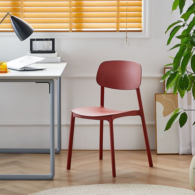 Silla lateral trasera abierta apilable moderna, acabado mate de plástico, silla de comedor