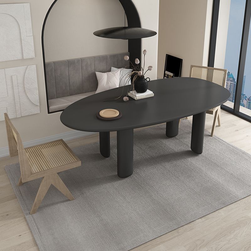 Modern Solid Wood Dining Table Oval Wooden Table with 4 Legs