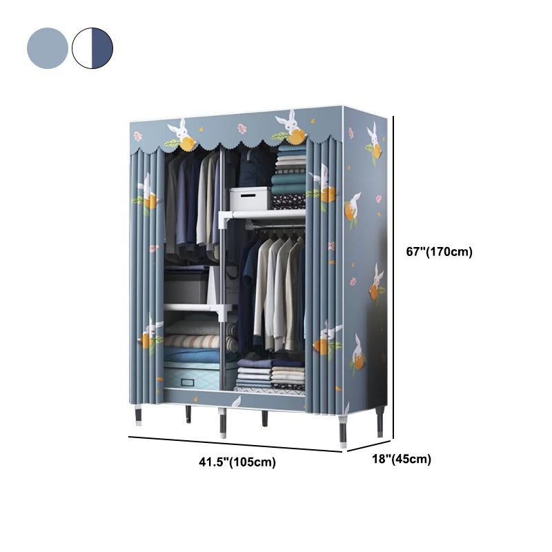 Contemporary Style Wardrobe Metal Bedroom Wardrobe Closet with Shelves