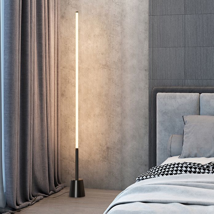 Lineaire LED -vloerlamp eenvoud Acryl bedstoplicht in zwart