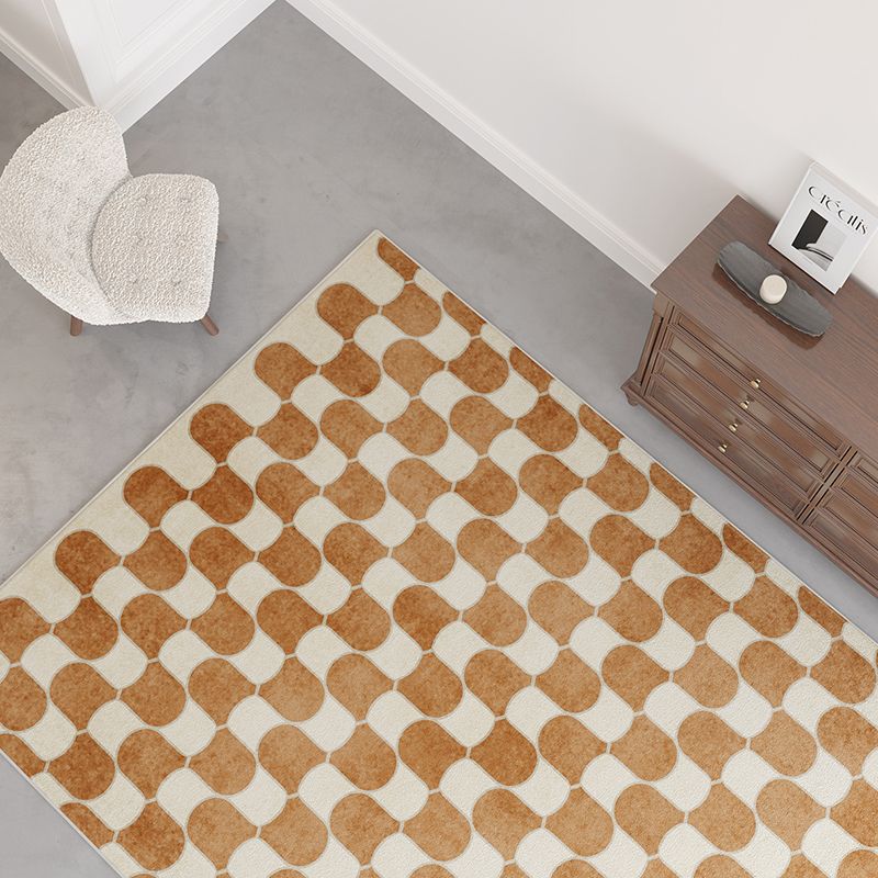 Black Modern Rug Polyester Abstract Grid Rug Non-Slip Backing Rug for Living Room