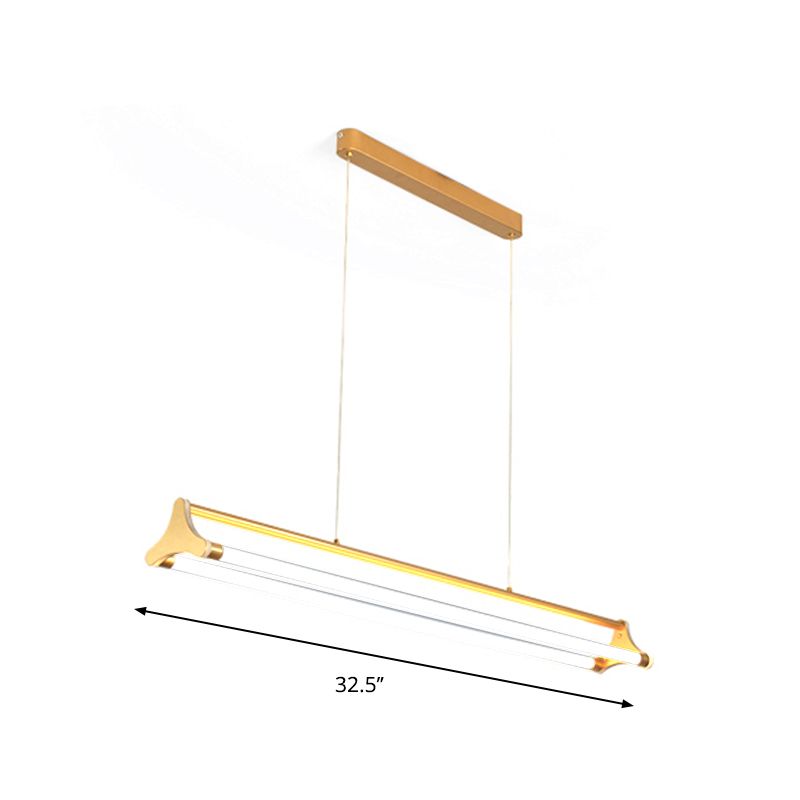 Luz de lámpara de araña de tubo moderna Sala de estar acrílico de 25 "/40.5" /32.5 "W LEP LED LED en oro, luz cálida/blanca