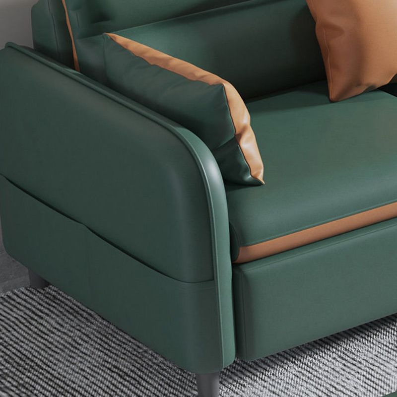 102.36" W 4-Seater Square Arm Sofa & Chaise Faux Leather Sofa with Storage