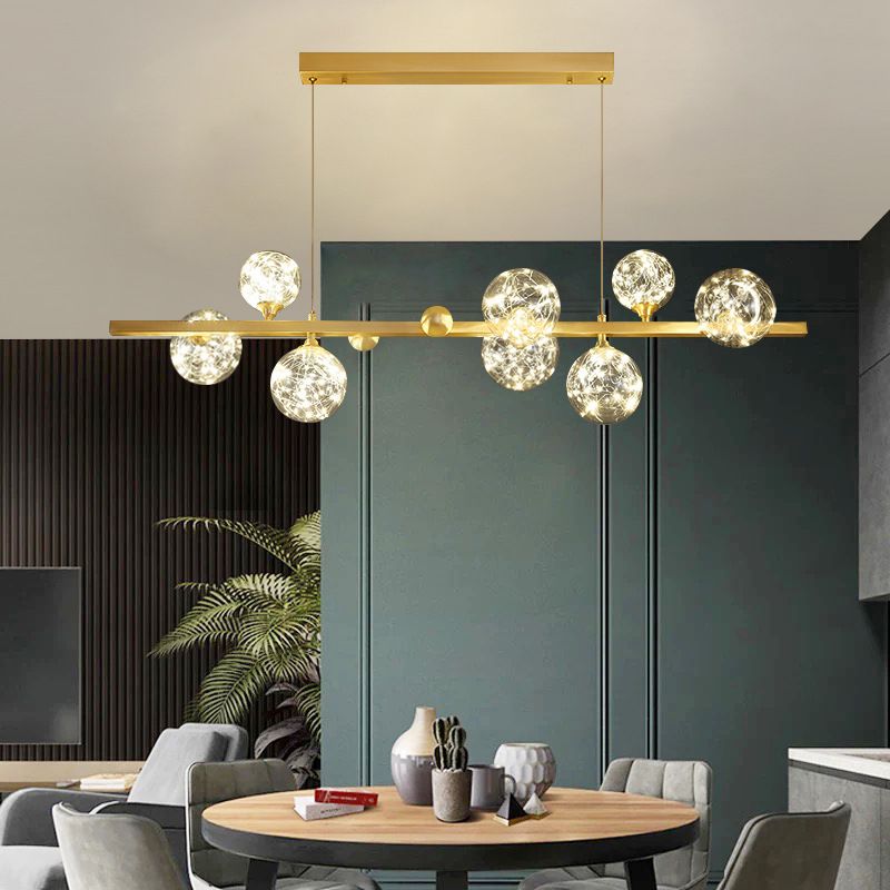 Nordic Simple Modern Light Luxury Style LED Island Chandelier Light for Dining Room Living Room
