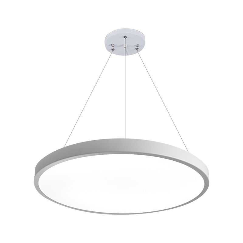 16"/19.5" Wide Plate Hanging Lamp Modern Metal Led White Ceiling Pendant Light for Office in White Light/Remote Control Stepless Dimming/Third Gear
