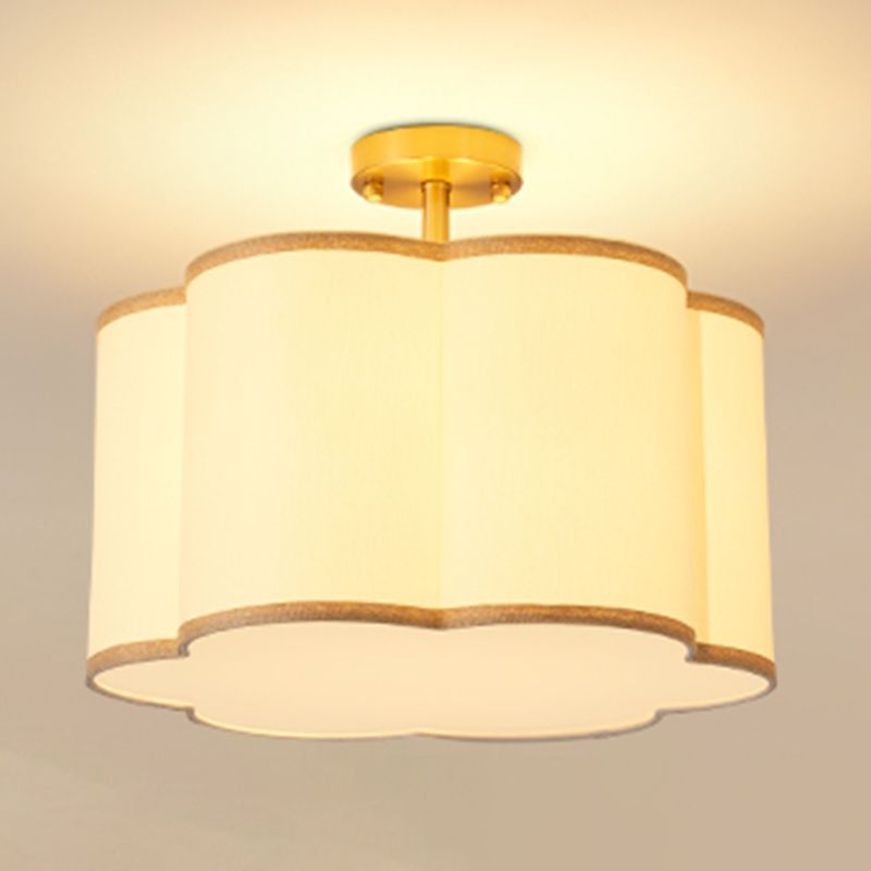 American Style Ceiling Light Geometry Shape Ceiling Lamp with Fabric Shade for Living Room