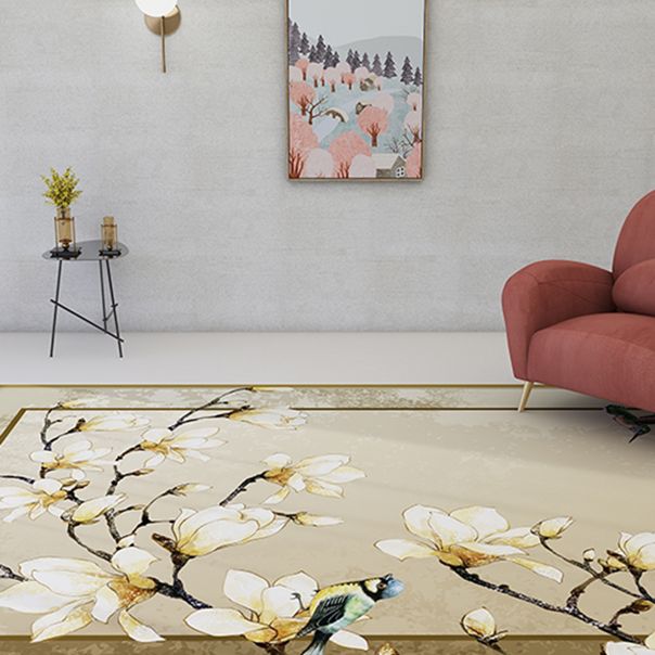 Multicolor Distressed Area Carpet Polyester Branches Print Indoor Rug Non-Slip Backing Carpet for Living Room