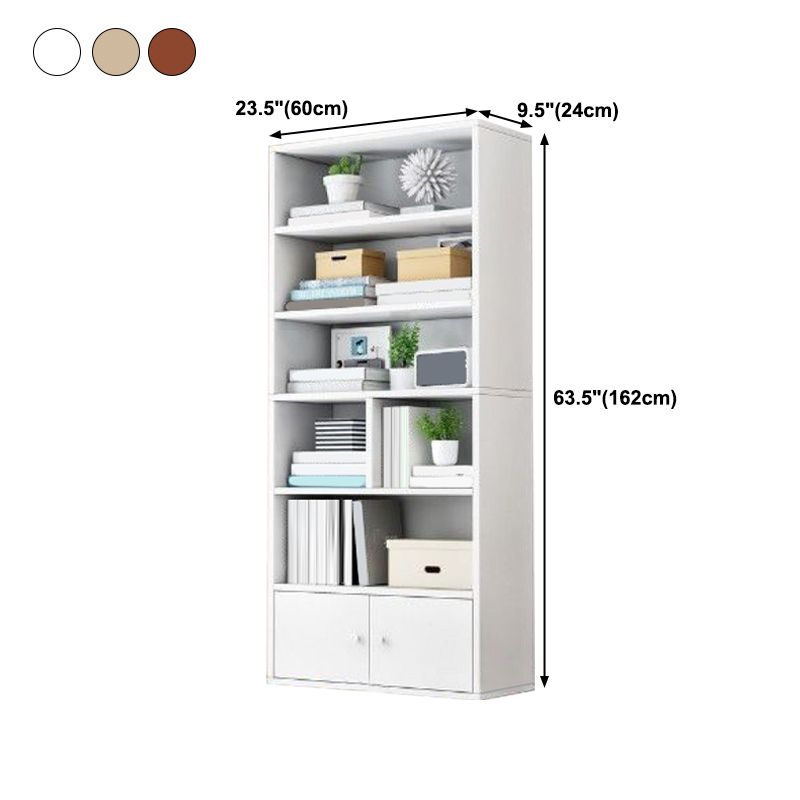 Modern Solid Bookcase Brown Rectangular Bookshelf for Living Room