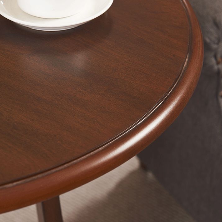 Traditional Wooden Round Top Side Table 3 Legs End Table with Shelf