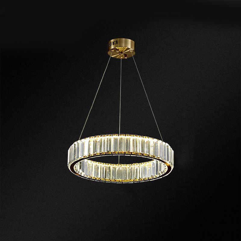 Gold Crystal Pendant Lighting Simplicity LED Chandelier Lighting Fixtures for Living Room