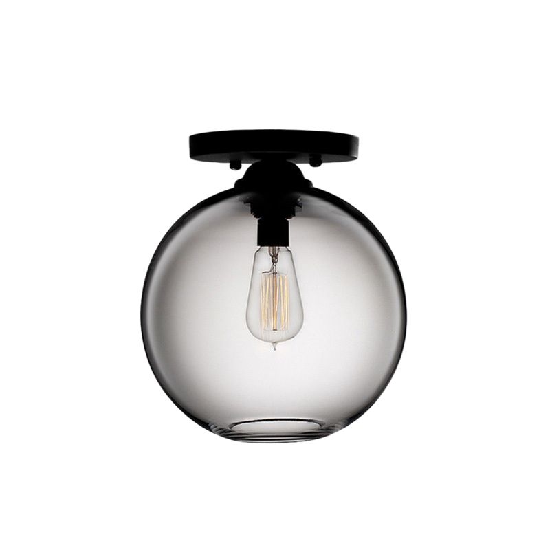 Globe Shade Semi Flush Salle à manger Rouge/Marron/Bleu Verre Style Industriel 1/2 Lumière Plafonnier Noir