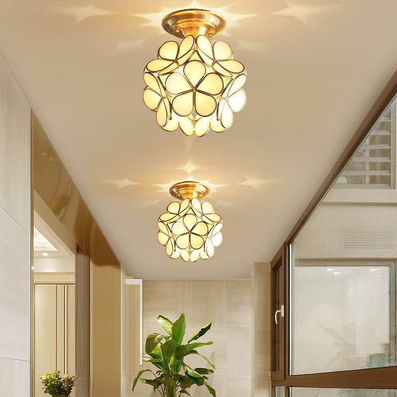 Ceiling Mounted Fixture Minimalist Style Shaded Glass Close to Ceiling Lighting Fixture