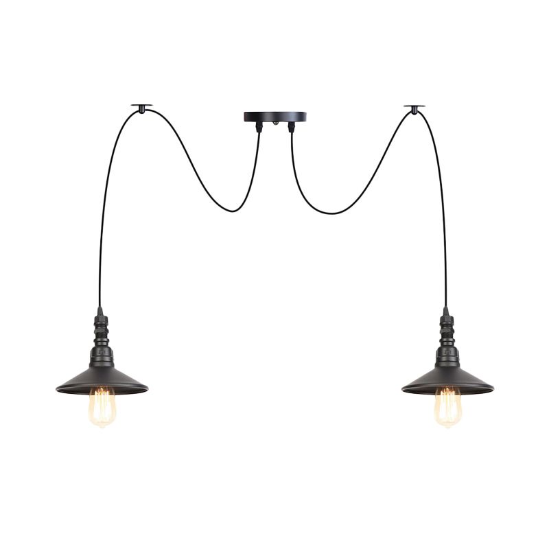 Iron Saucer LED Multi-Light Pendant Vintage 2/3/6 Lights Bar Swag Pendulum Lamp in Black