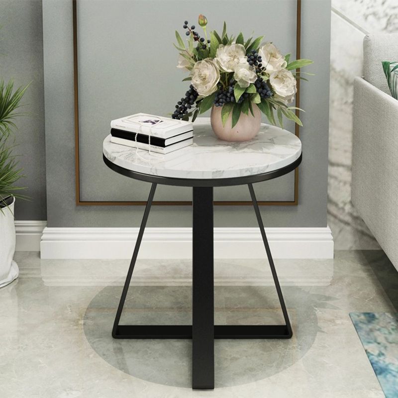 Round Marble End Table Set Glam Dia 19.7-In Sofa Side Accent Table