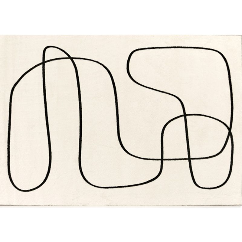 White Modern Carpet Abstract Pattern Polyester Area Rug Easy Care Backing Rug for Home Decor