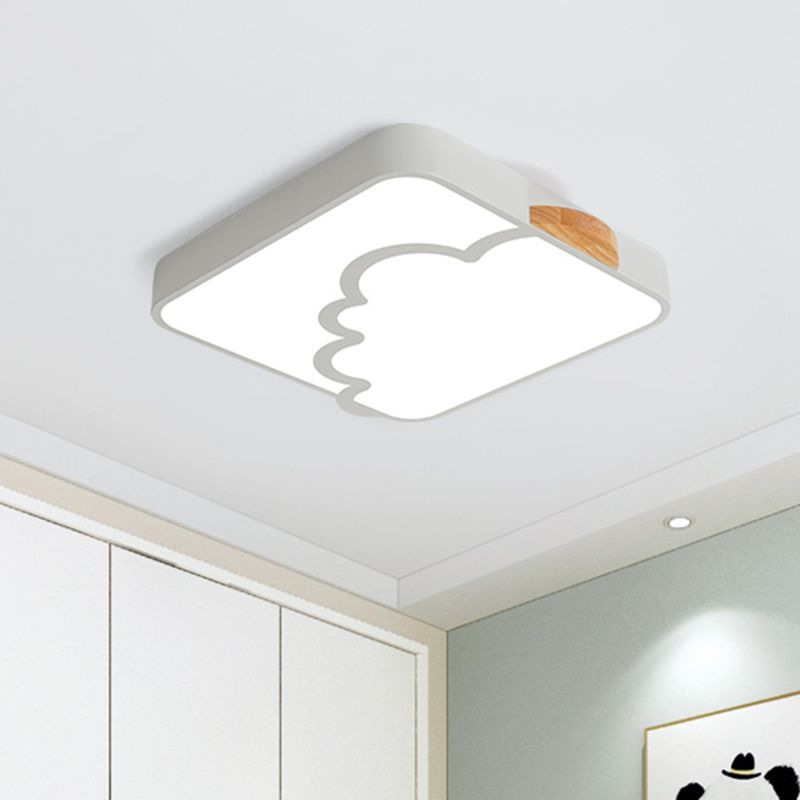 Quadratische Deckenflush Mount Minimalistische Acryl LED Schlafzimmer Flushmount Beleuchtung in Grau/Weiß/Grün mit Holz Detail