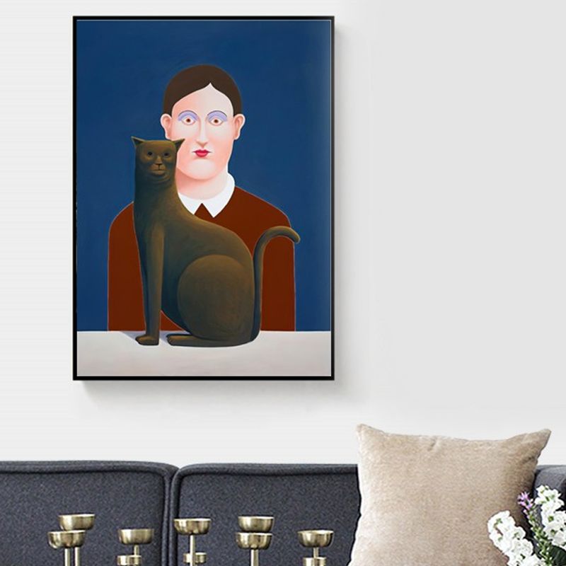 Figure Painting Canvas Art Textured Surface Modernist Living Room Wall Decor in Soft Color