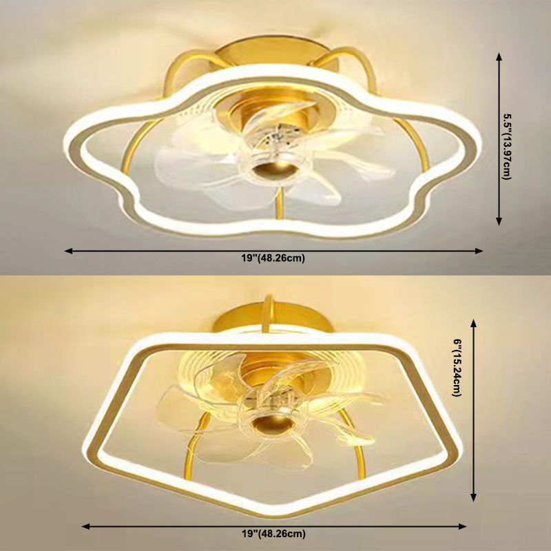 Ventiladores de techo LED de oro acrílico en niños Estilo creativo Luz de techo de hierro forjado para dormitorio