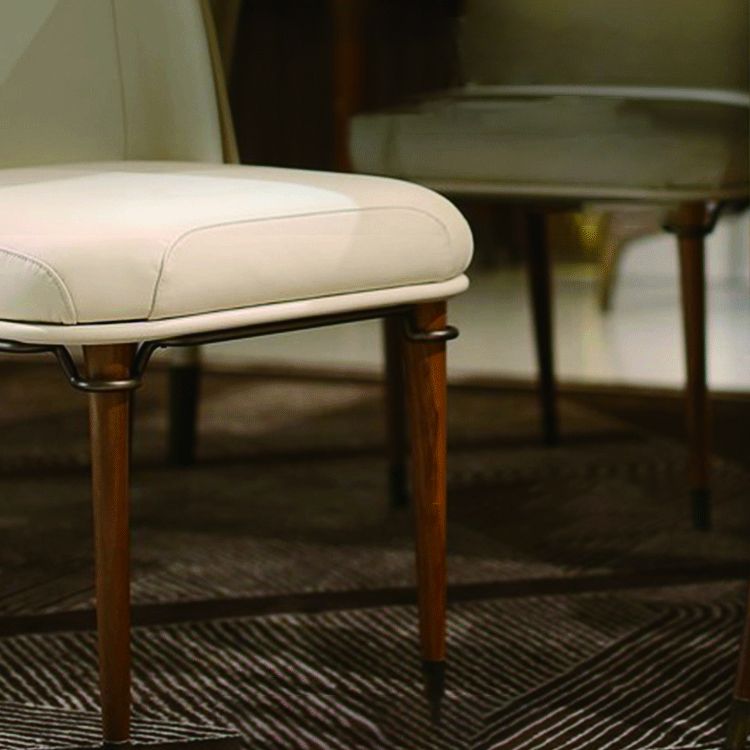 Restaurante moderno Parsons Silla lateral Silla de comedor de cuero con patas de nogal