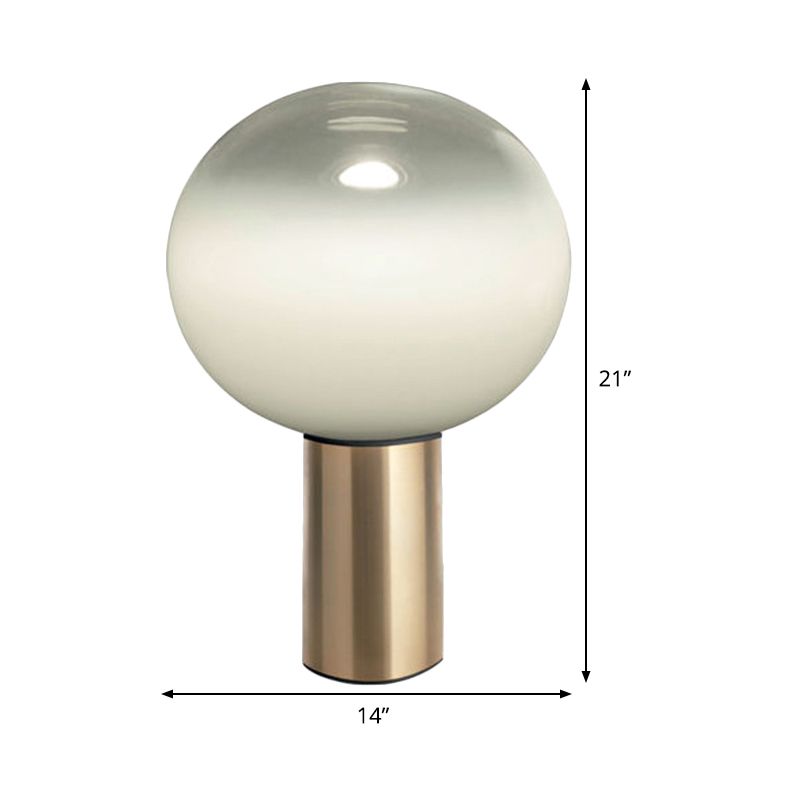 Global Table Light Contemporary White Glass 1 Bulb 6"/10"/14" Wide Brass Nightstand Lamp