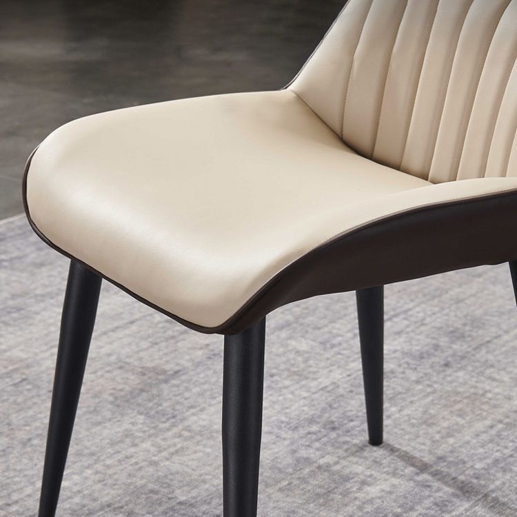 Contemporary Arm Dining Chairs Leather Curved Parsons Chair for Brasserie