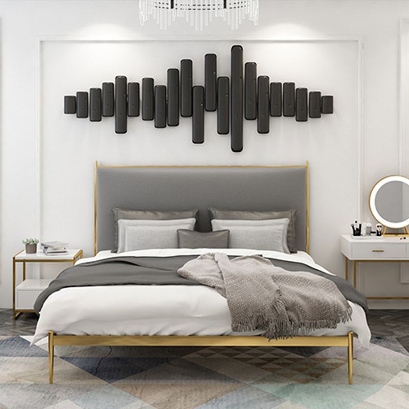Upholstered Bed Frame Luxurious Metal Standard Bed in Gold Finish