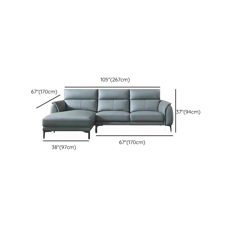 Flared Arms Sectionals Genuine Leather Sectional Sofa for Living Room