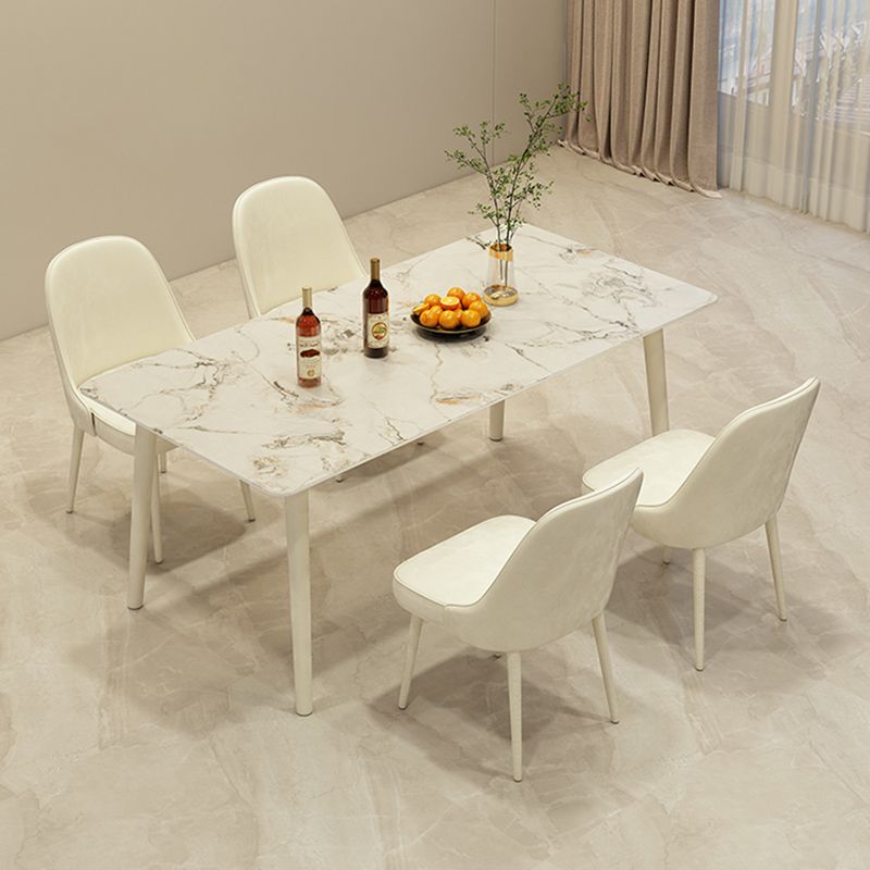 Modern Rectangle Stone Dining Table 1/5/7 Pieces Dining Set for Cafe