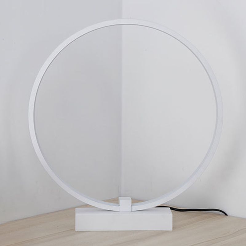 1 Light Circle Table Light Modernism Metal Night Table Lamps for Bedroom in White