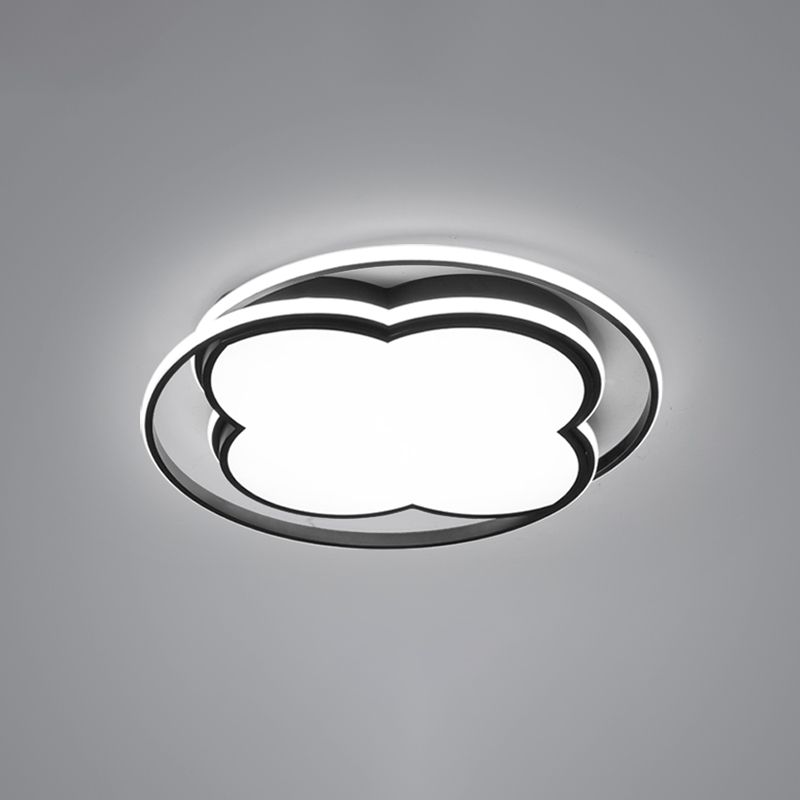 Florale LED-Unterputz-Deckenleuchte, minimalistische Metall-Schlafzimmer-Unterputzleuchte in Schwarz