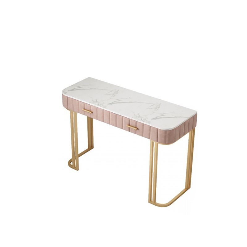 Glam 29.5" High Marble Vanity Dressing Table in Pink with Drawers