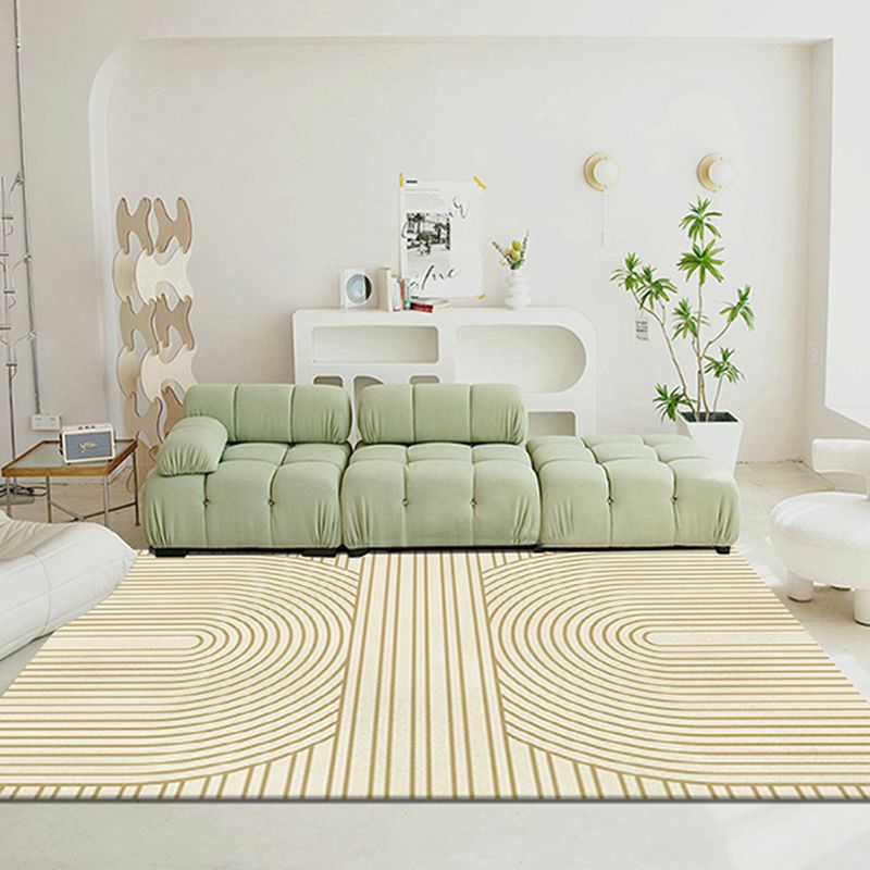 Minimalist Area Rug Simple Living Room Carpet Polyester Rug with Non-Slip Backing