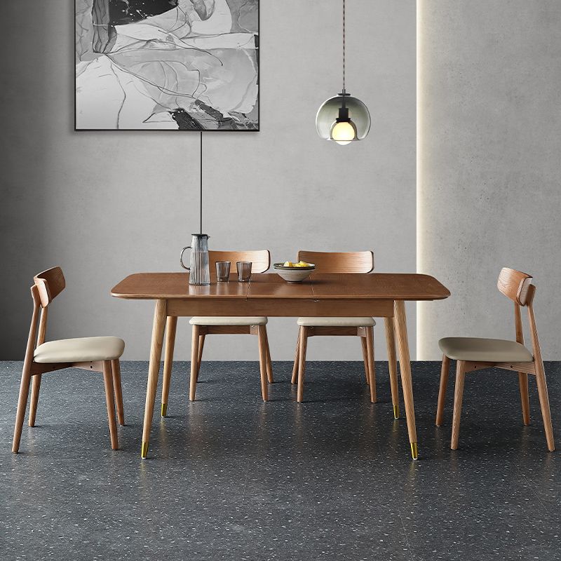 Extendable Ash Wood Table for Restaurant Rectangle Dining Table with 4 Legs