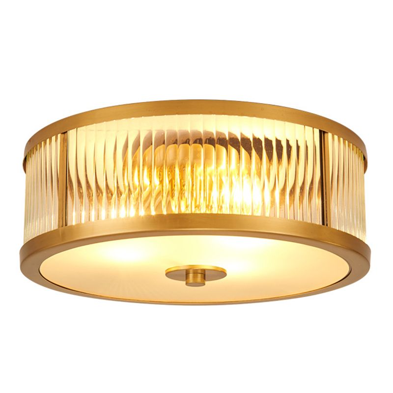 Classic Drum Flush Ceiling Light Transparent Glass Flush Ceiling Light Fixtures for Bedroom