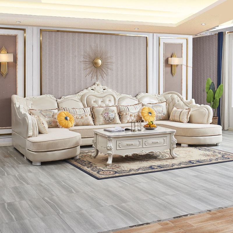 78" Wide French Country Sectional Sofa Leather Sleeper Sectional