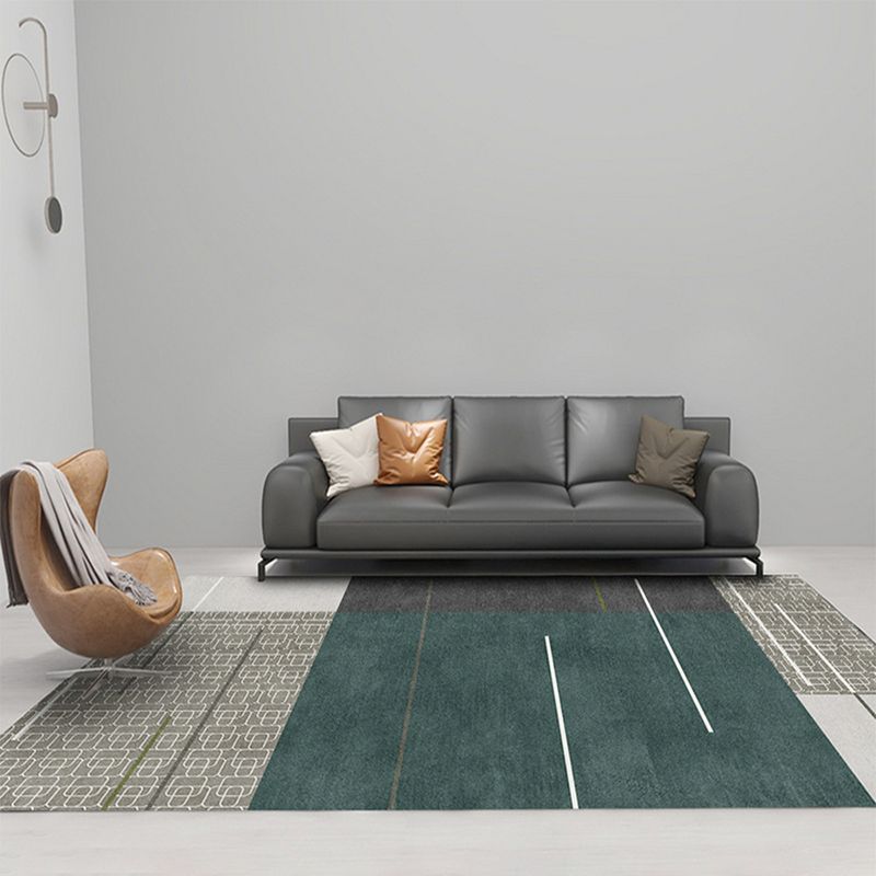 Grey Modern Rug Polyester Line Rug Tear Resistant Rug for Living Room