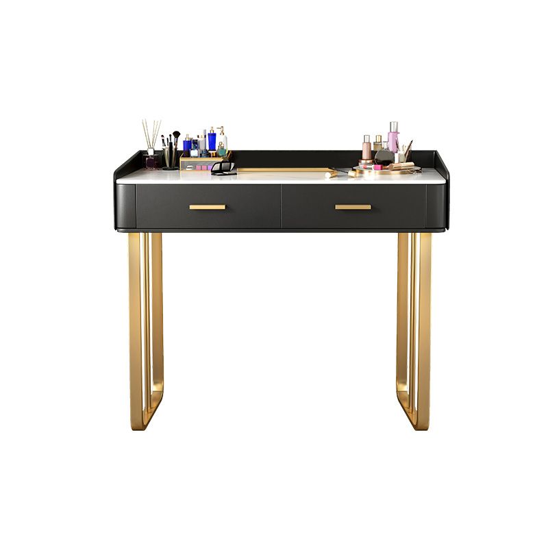 Black/White Make-up Vanity Luxurious Stone Top Dressing Table
