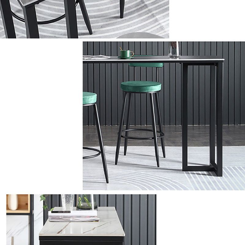 Stone Bar Table Modern Rectangle Bar Table with Double Pedestal Base for Kitchen