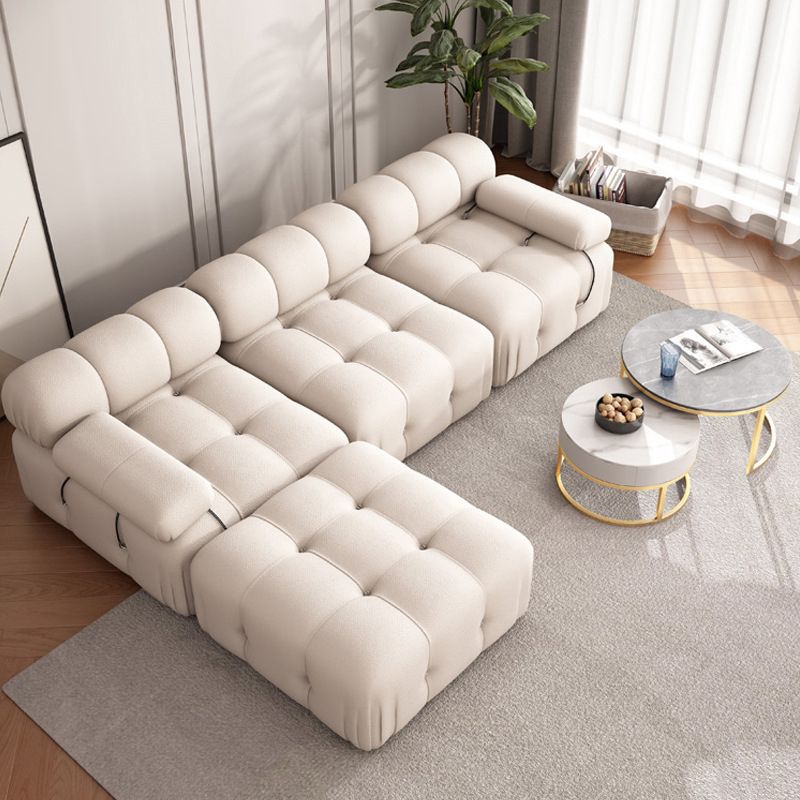 35" Wide Scandinavian Sectional Sofa White Fabric Sleeper Sectional