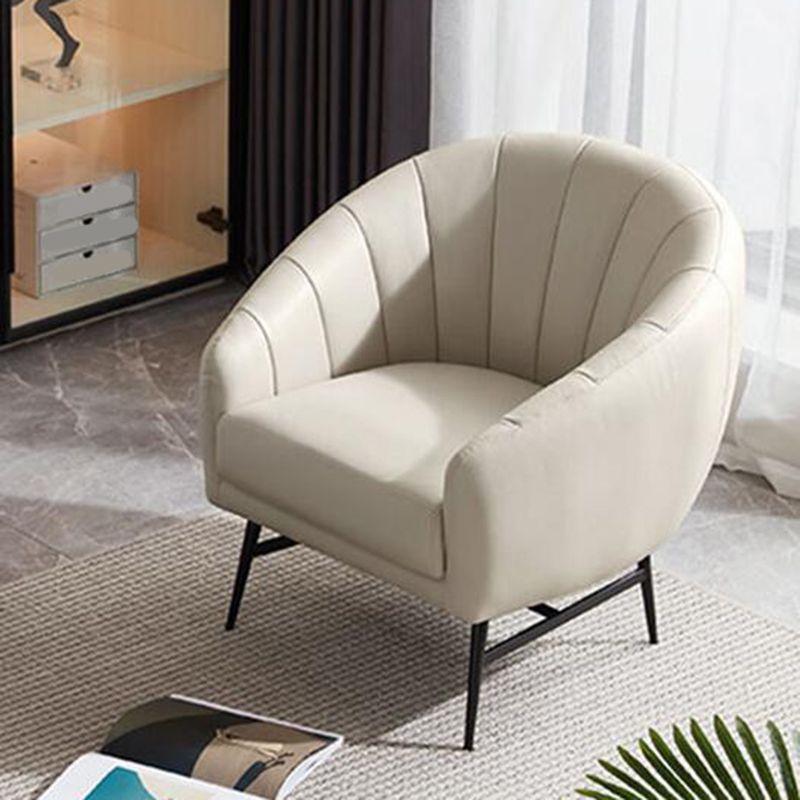 29.5" Wide Faux Leather Sewn Pillow Back Sponge Sloped Arms Barrel Chair